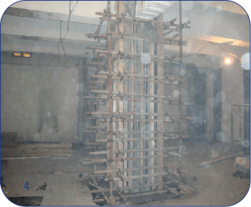 4、柱截面加大，支撑模板进行CGM进行灌注。