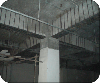 7、新增混凝土基础梁，先进行与原结构的植筋连接。